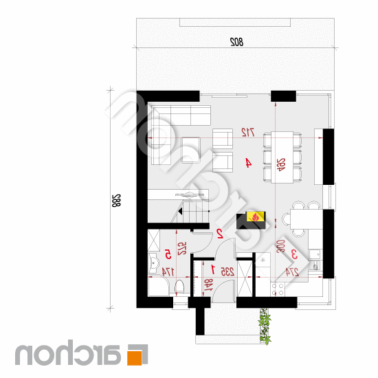 Dom na wzgórzu (N) | rzut parteru