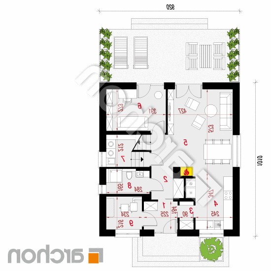 Dom w rododendronach 21 (N) | rzut parteru