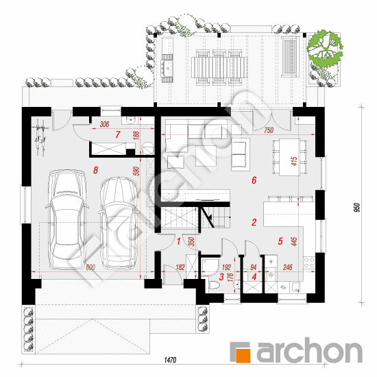 Dom w aurorach 14 (G2) | rzut parteru