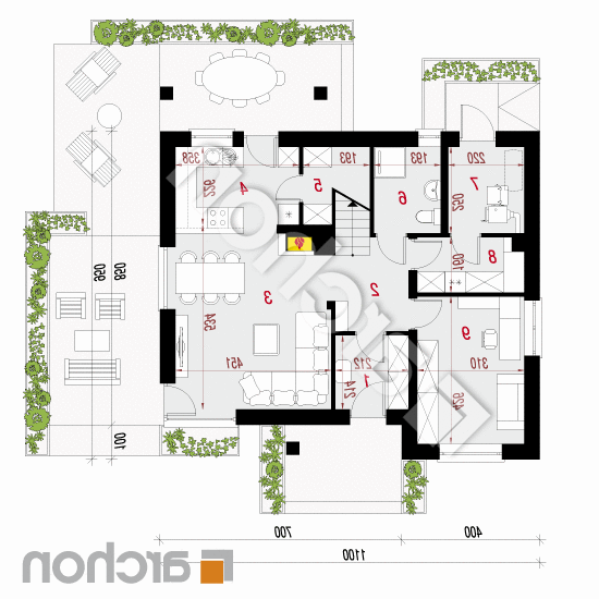 Dom w jabłonkach 11 | rzut parteru