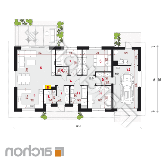 Dom w kostrzewach 4 (G) | rzut parteru