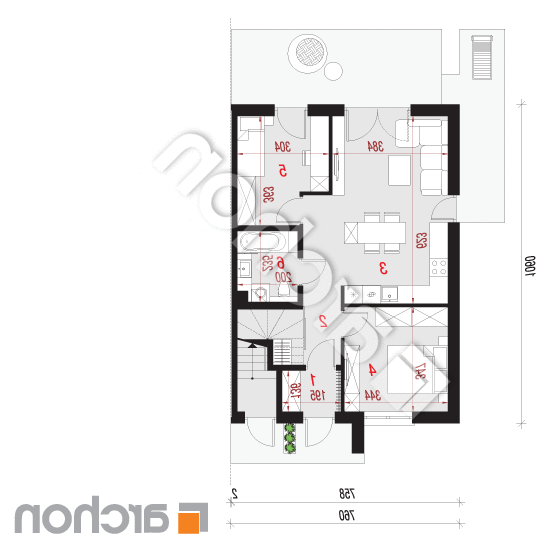 Dom przy trakcie 2 (R2BA) | rzut parteru