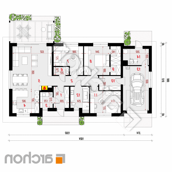 Dom w kostrzewach 8 | rzut parteru