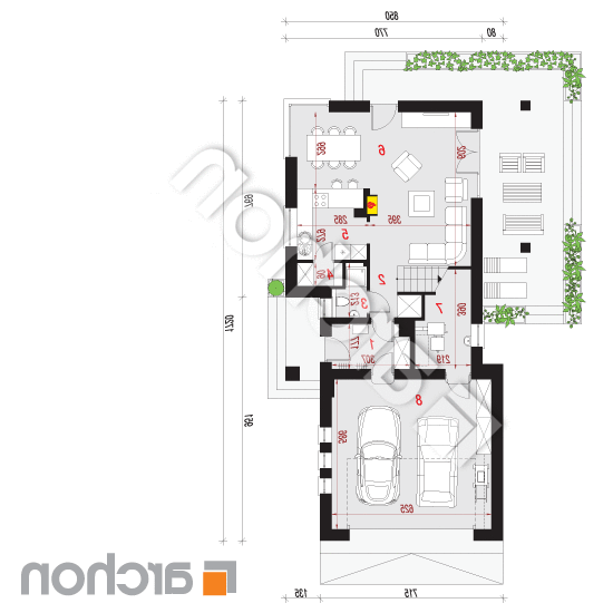 Dom w cytryńcach (G2) | rzut parteru