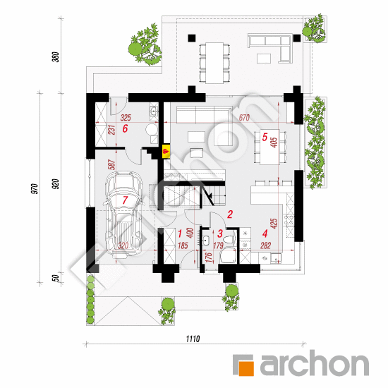 Dom w aurorach 21 (G) | rzut parteru