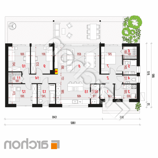 Dom w modrzewiach 6 (E) OZE | rzut parteru