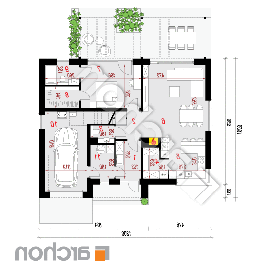 Dom w balsamowcach 16 (GE) | rzut parteru