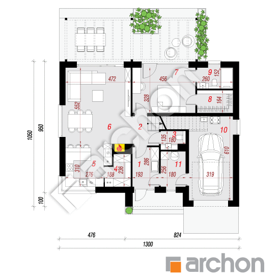 Dom w balsamowcach 16 (GE) | rzut parteru