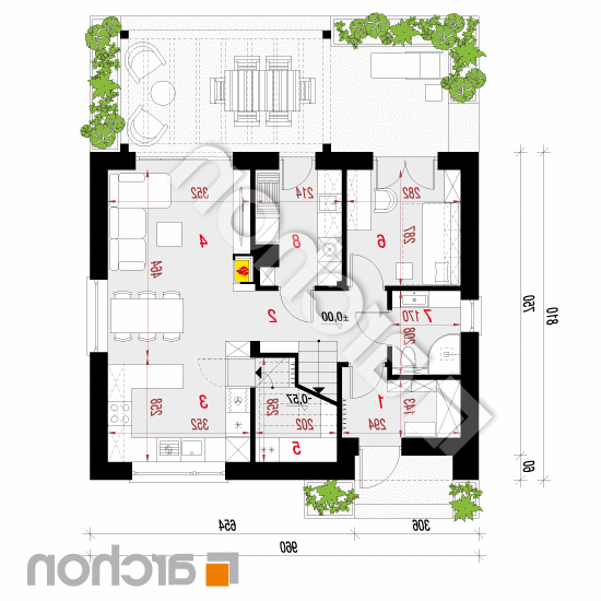 Dom w malinówkach 40 | rzut parteru