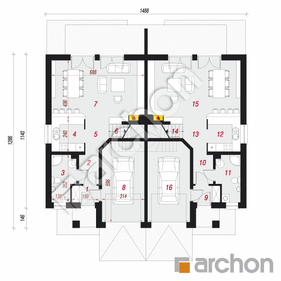 Dom w klematisach 12 (T) ver.2 | rzut parteru