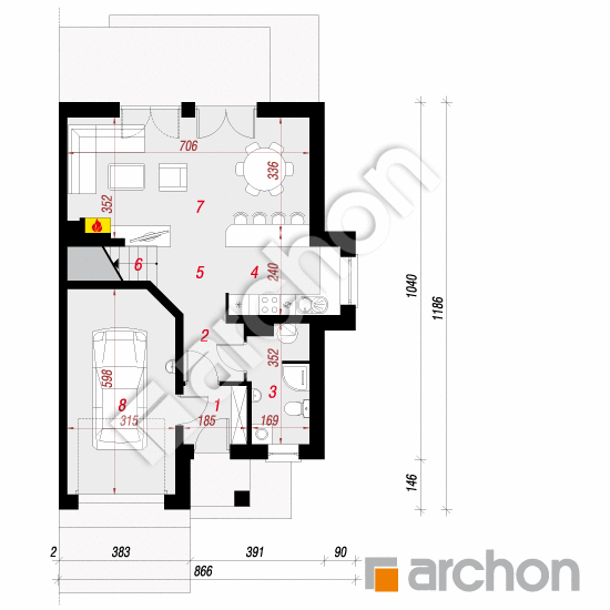 Dom w klematisach 9 (B) ver.3 | rzut parteru