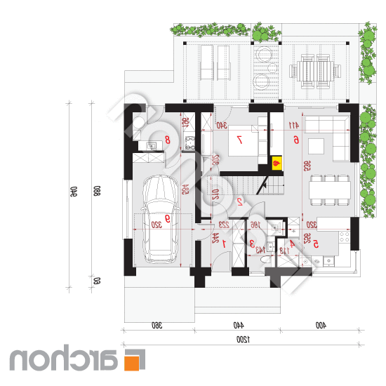 Dom w balsamowcach 14 (E) | rzut parteru