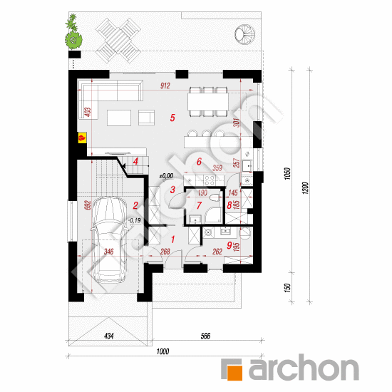 Dom w klematisach 35 | rzut parteru