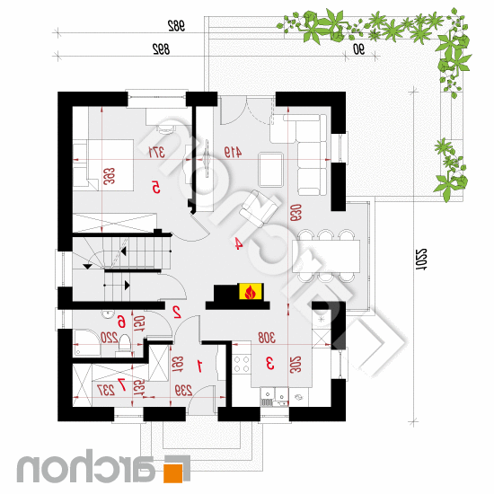 Dom w rododendronach 5 (WPN) | rzut parteru