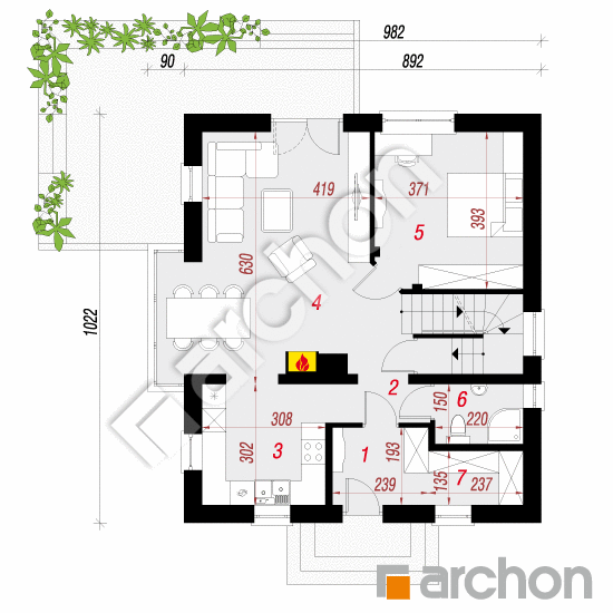 Dom w rododendronach 5 (WPN) | rzut parteru