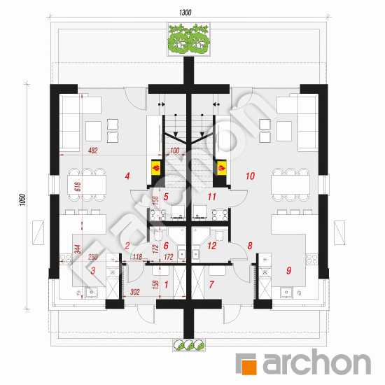 Dom w tunbergiach 6 (R2E) OZE | rzut parteru