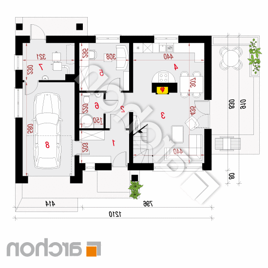 Dom w poziomkach 5 (GN) ver.2 | rzut parteru