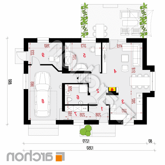 Dom w rododendronach 22 | rzut parteru