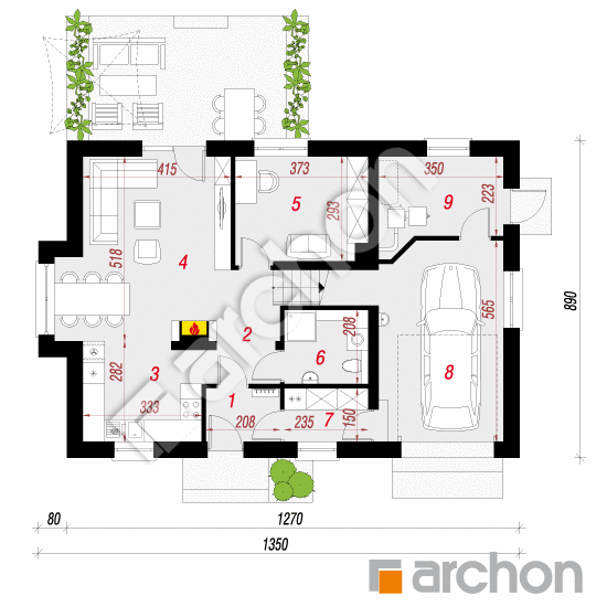 Dom w rododendronach 22 | rzut parteru