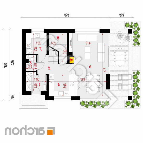 Dom w motylkach | rzut parteru