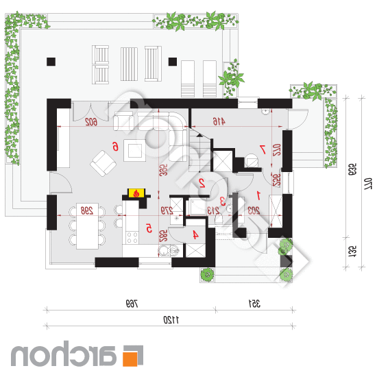 Dom w cytryńcach (W) | rzut parteru