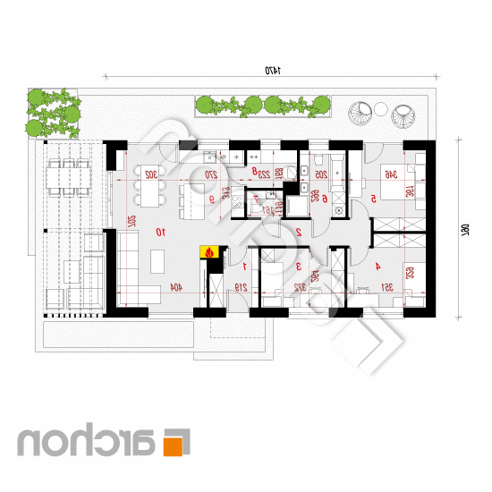 Dom w kosaćcach 36 | rzut parteru