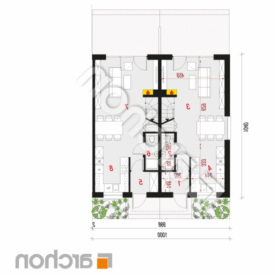 Dom w riveach 4 (R2BA) | rzut parteru