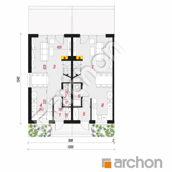 Dom w riveach 4 (R2BA) | rzut parteru