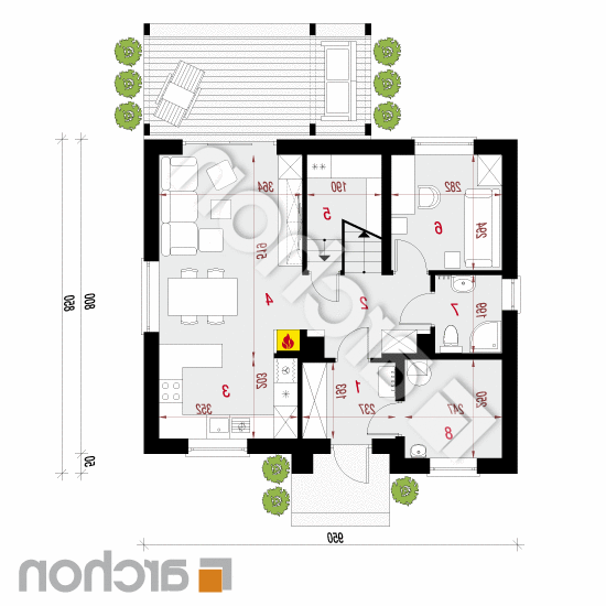 Dom w zielistkach 8 | rzut parteru