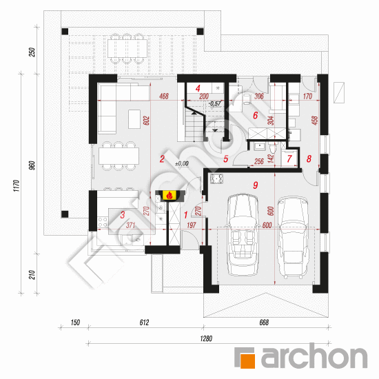 Dom w nefrisach 2 (G2E) OZE | rzut parteru