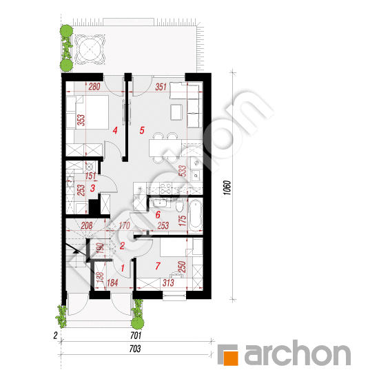 Dom w bratkach 19 (R2B) | rzut parteru