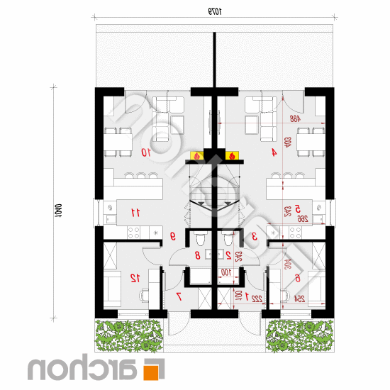 Dom w riveach (R2) | rzut parteru