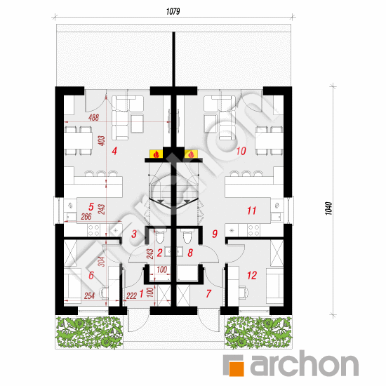 Dom w riveach (R2) | rzut parteru