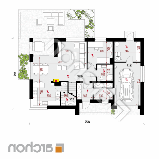 Dom w malinówkach 7 (GA) | rzut parteru