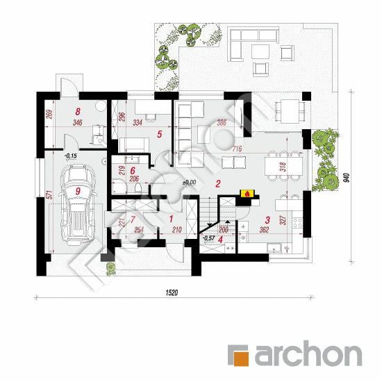 Dom w malinówkach 7 (GA) | rzut parteru