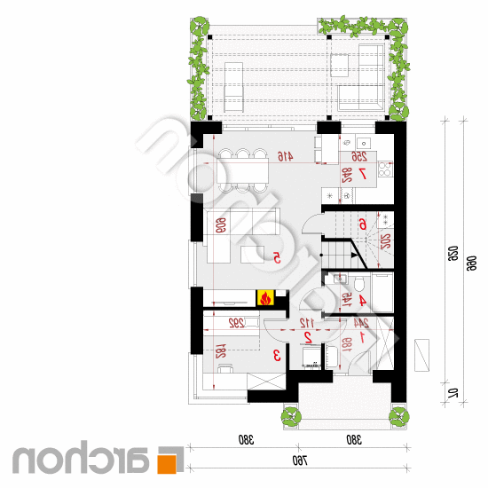 Dom w malinówkach 39 (E) OZE | rzut parteru