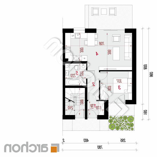 Dom przy skwerze 3 (R2B) | rzut parteru