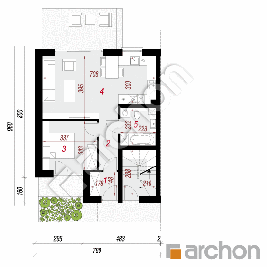 Dom przy skwerze 3 (R2B) | rzut parteru