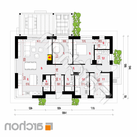 Dom w leszczynowcach 14 | rzut parteru