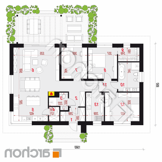 Dom w leszczynowcach 10 | rzut parteru