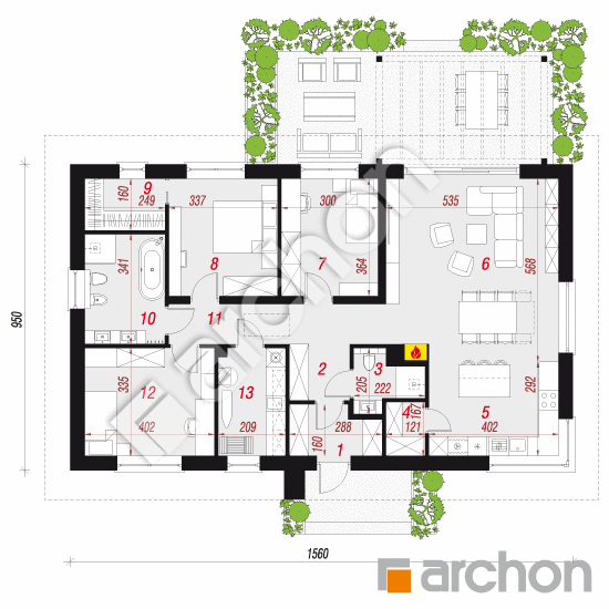 Dom w leszczynowcach 10 | rzut parteru