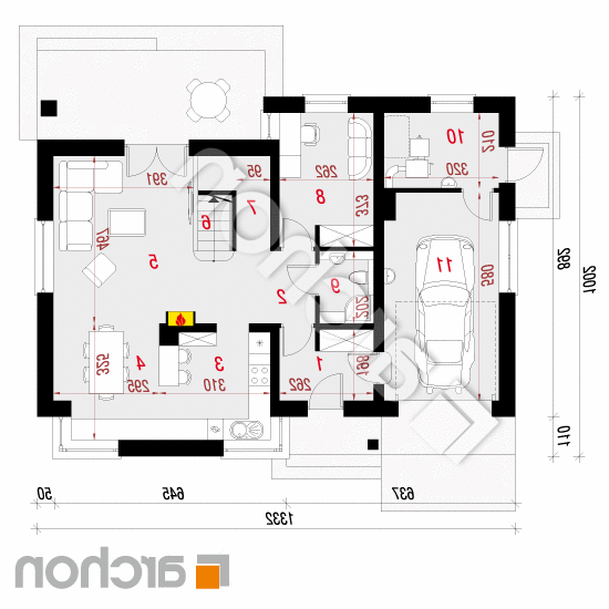 Dom w skrzydłokwiatach ver.2 | rzut parteru