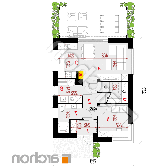 Dom w zielistkach 22 | rzut parteru