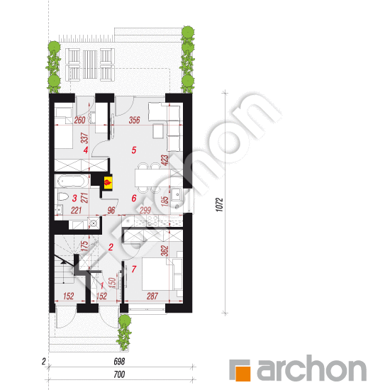 Dom w bratkach 23 (R2B) | rzut parteru