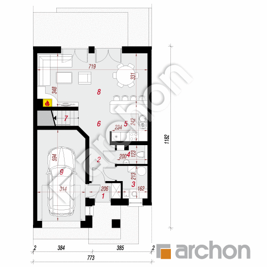 Dom w klematisach 8 (S) ver.3 | rzut parteru