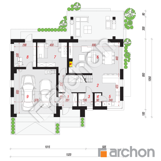 Dom w aurorach 15 (G2) | rzut parteru