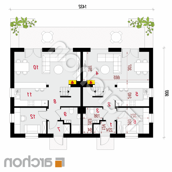 Dom w arkadiach (R2) | rzut parteru