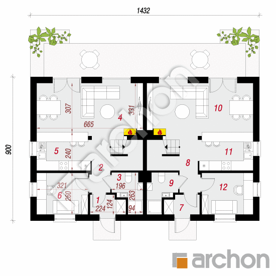 Dom w arkadiach (R2) | rzut parteru