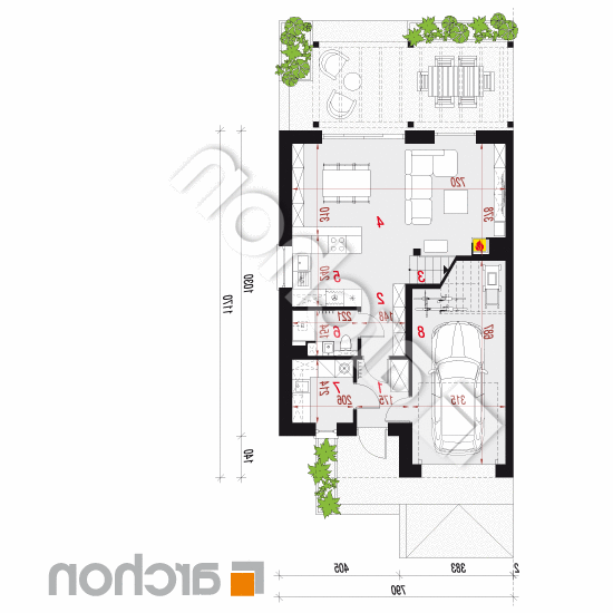 Dom w narcyzach 9 (B) | rzut parteru