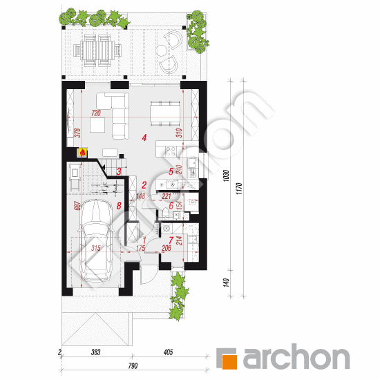 Dom w narcyzach 9 (B) | rzut parteru